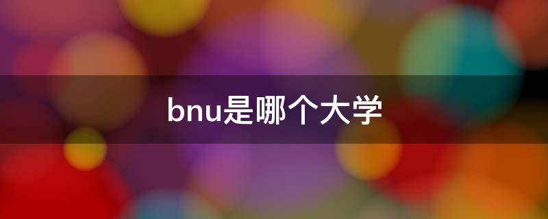  bnu是哪个大学